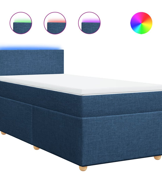 Boxspringbett mit Matratze Blau 90x200 cm Stoff