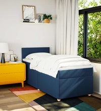 Boxspringbett mit Matratze Blau 90x200 cm Stoff