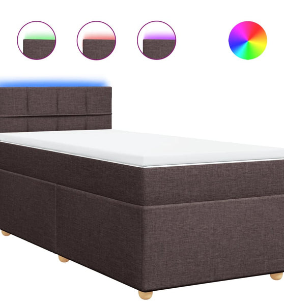 Boxspringbett mit Matratze Dunkelbraun 90x200 cm Stoff