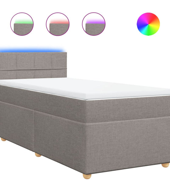 Boxspringbett mit Matratze Taupe 90x200 cm Stoff