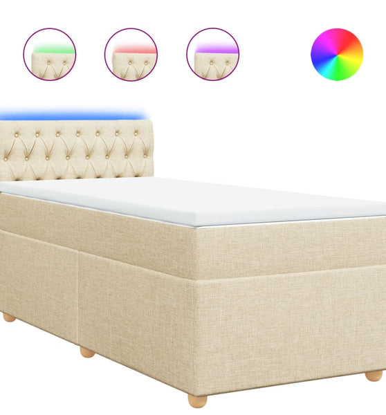 Boxspringbett mit Matratze Creme 90x200 cm Stoff