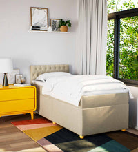 Boxspringbett mit Matratze Creme 90x200 cm Stoff