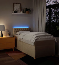 Boxspringbett mit Matratze Creme 90x200 cm Stoff