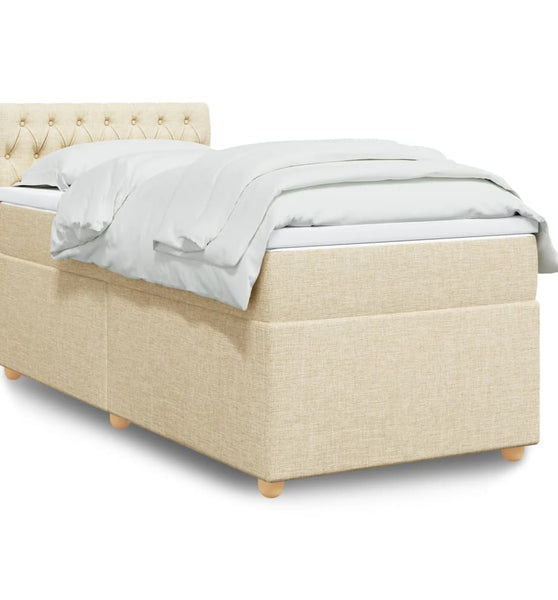 Boxspringbett mit Matratze Creme 90x200 cm Stoff