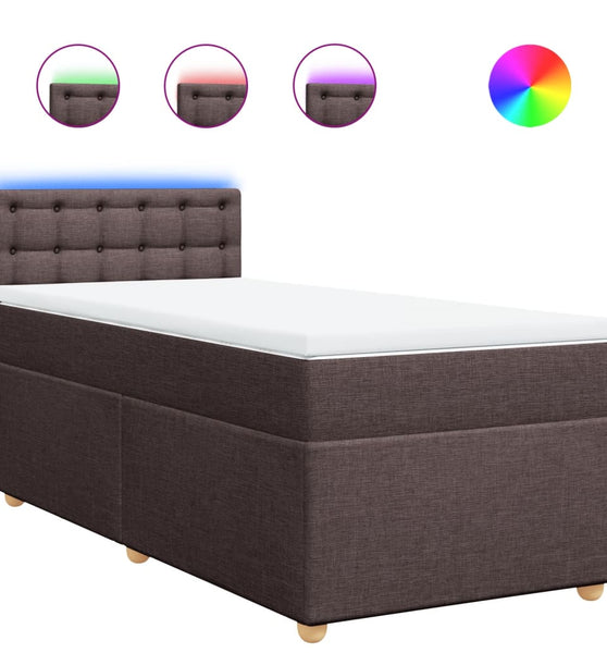 Boxspringbett mit Matratze Dunkelbraun 90x200 cm Stoff