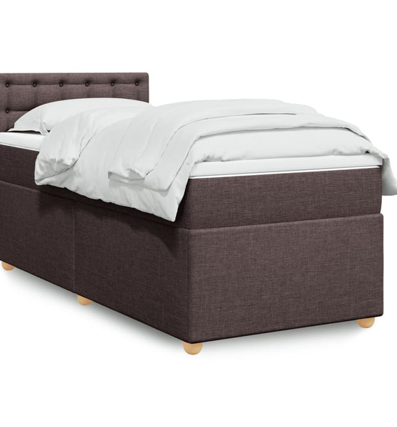Boxspringbett mit Matratze Dunkelbraun 90x200 cm Stoff