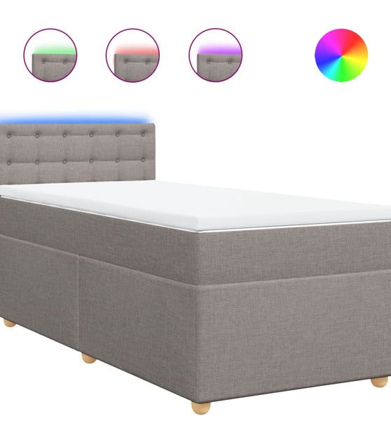 Boxspringbett mit Matratze Taupe 90x200 cm Stoff