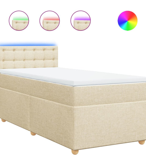Boxspringbett mit Matratze Creme 90x200 cm Stoff