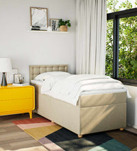 Boxspringbett mit Matratze Creme 90x200 cm Stoff