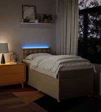 Boxspringbett mit Matratze Creme 90x200 cm Stoff