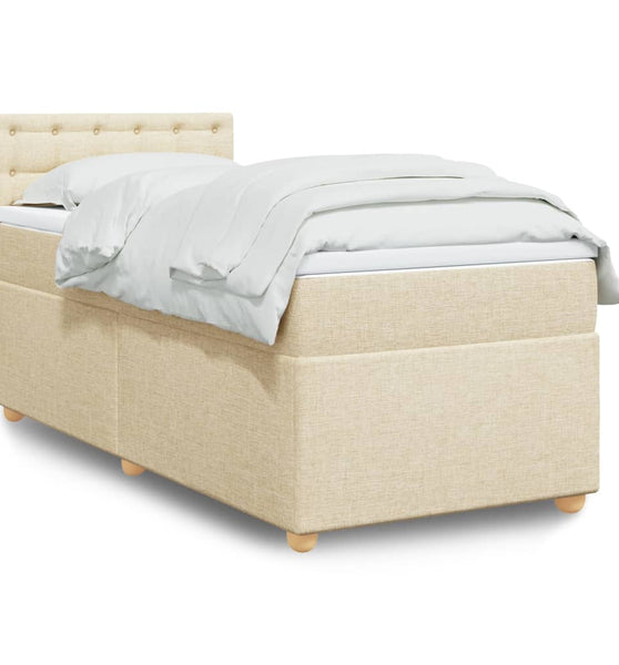 Boxspringbett mit Matratze Creme 90x200 cm Stoff