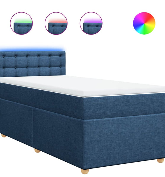 Boxspringbett mit Matratze Blau 90x200 cm Stoff