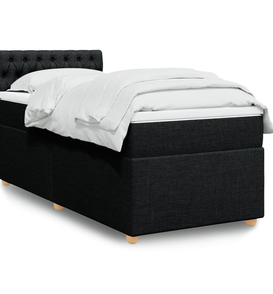 Boxspringbett mit Matratze Schwarz 100x200 cm Stoff
