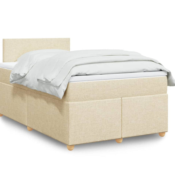 Boxspringbett mit Matratze Creme 120x190 cm Stoff