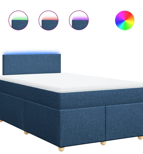 Boxspringbett mit Matratze Blau 120x190 cm Stoff