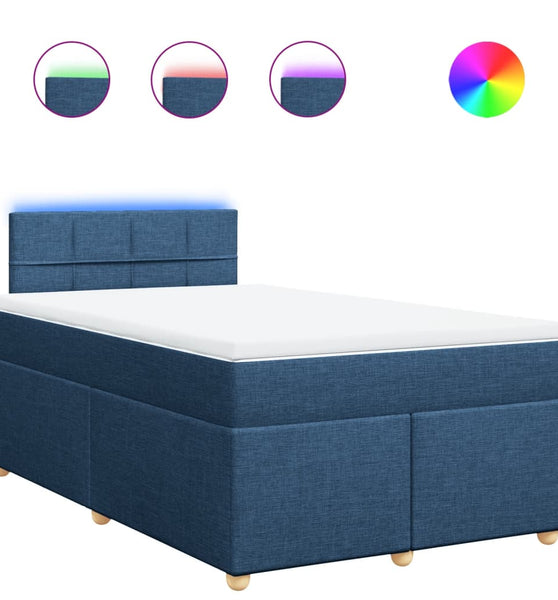 Boxspringbett mit Matratze Blau 120x190 cm Stoff