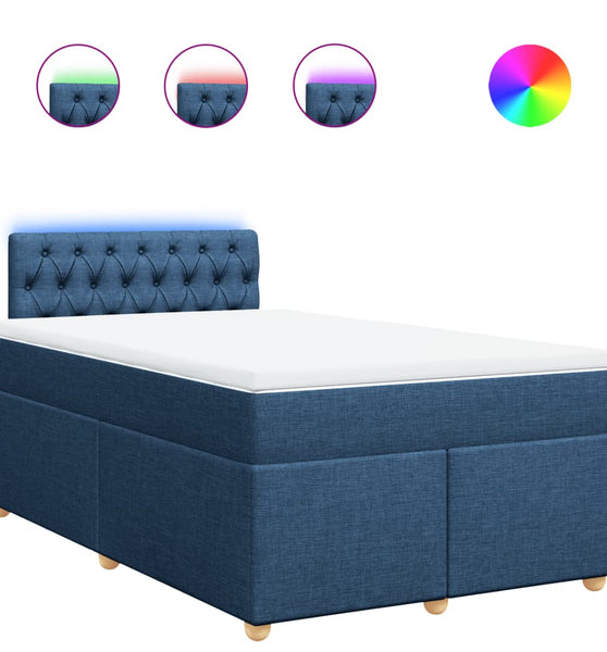 Boxspringbett mit Matratze Blau 120x190 cm Stoff