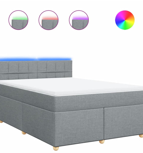 Boxspringbett mit Matratze Hellgrau 140x190 cm Stoff