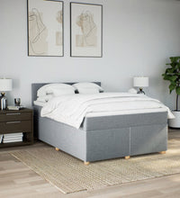 Boxspringbett mit Matratze Hellgrau 140x190 cm Stoff