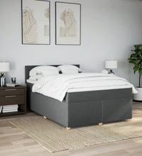Boxspringbett mit Matratze Dunkelgrau 140x190 cm Stoff