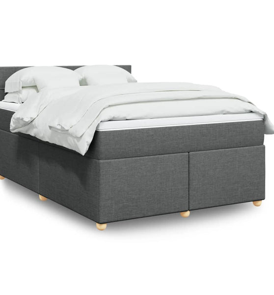 Boxspringbett mit Matratze Dunkelgrau 140x190 cm Stoff