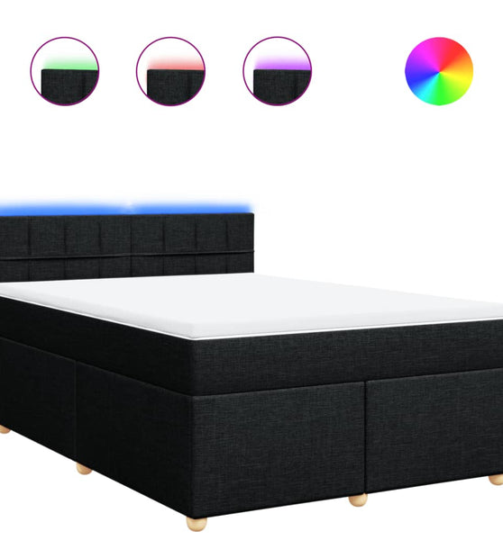 Boxspringbett mit Matratze Schwarz 140x190 cm Stoff