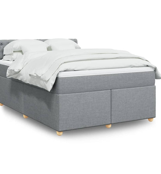 Boxspringbett mit Matratze Hellgrau 140x190 cm Stoff