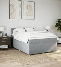 Boxspringbett mit Matratze Hellgrau 140x190 cm Stoff