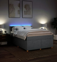 Boxspringbett mit Matratze Hellgrau 140x190 cm Stoff