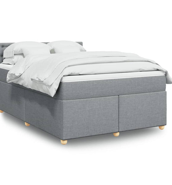 Boxspringbett mit Matratze Hellgrau 140x190 cm Stoff
