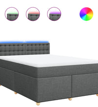 Boxspringbett mit Matratze Dunkelgrau 140x190 cm Stoff