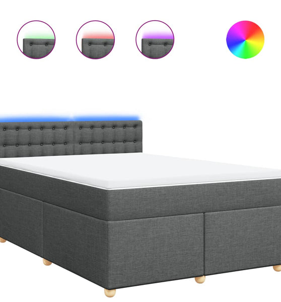 Boxspringbett mit Matratze Dunkelgrau 140x190 cm Stoff