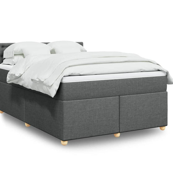 Boxspringbett mit Matratze Dunkelgrau 140x190 cm Stoff