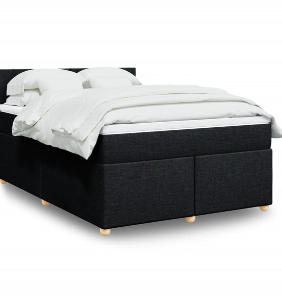 Boxspringbett mit Matratze Schwarz 140x200 cm Stoff