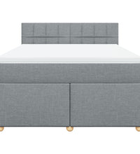 Boxspringbett mit Matratze Hellgrau 140x200 cm Stoff