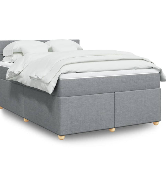 Boxspringbett mit Matratze Hellgrau 140x200 cm Stoff