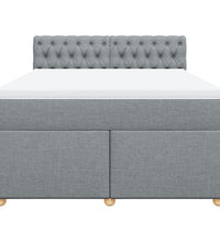 Boxspringbett mit Matratze Hellgrau 140x200 cm Stoff