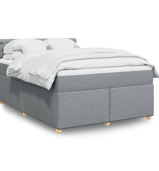 Boxspringbett mit Matratze Hellgrau 140x200 cm Stoff