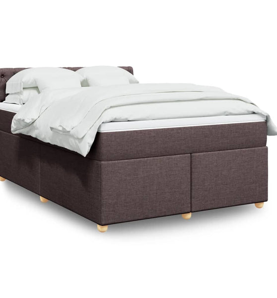 Boxspringbett mit Matratze Dunkelbraun 140x200 cm Stoff