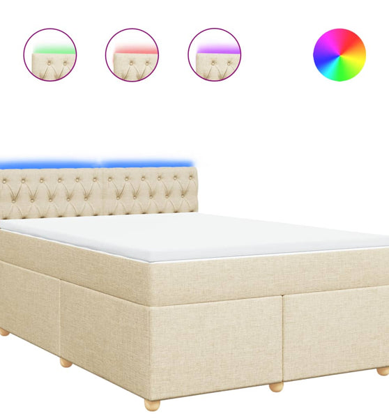 Boxspringbett mit Matratze Creme 140x200 cm Stoff