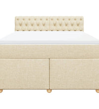 Boxspringbett mit Matratze Creme 140x200 cm Stoff