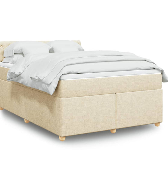 Boxspringbett mit Matratze Creme 140x200 cm Stoff