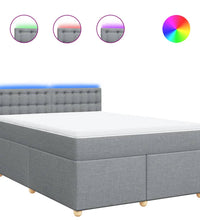 Boxspringbett mit Matratze Hellgrau 140x200 cm Stoff