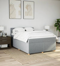 Boxspringbett mit Matratze Hellgrau 140x200 cm Stoff