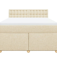 Boxspringbett mit Matratze Creme 140x200 cm Stoff
