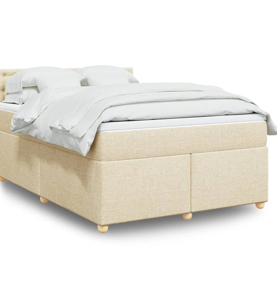 Boxspringbett mit Matratze Creme 140x200 cm Stoff