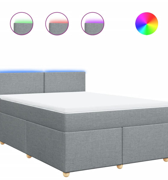 Boxspringbett mit Matratze Hellgrau 160x200 cm Stoff