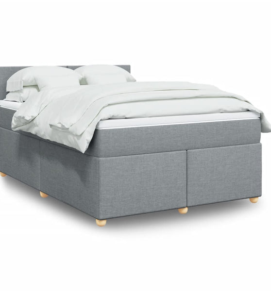 Boxspringbett mit Matratze Hellgrau 160x200 cm Stoff