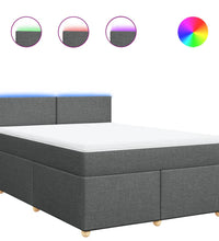 Boxspringbett mit Matratze Dunkelgrau 160x200 cm Stoff