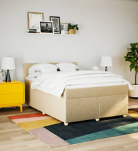 Boxspringbett mit Matratze Creme 160x200 cm Stoff